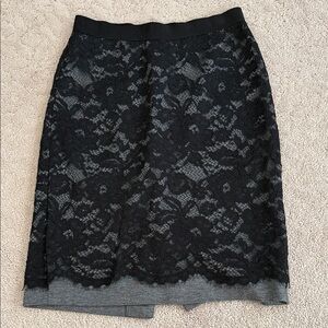 LOFT Black Lace Pencil Skirt